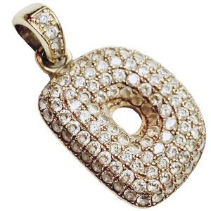 10k Yellow Gold Bubble Letter D Inital Pendent With Cubic Zirconia